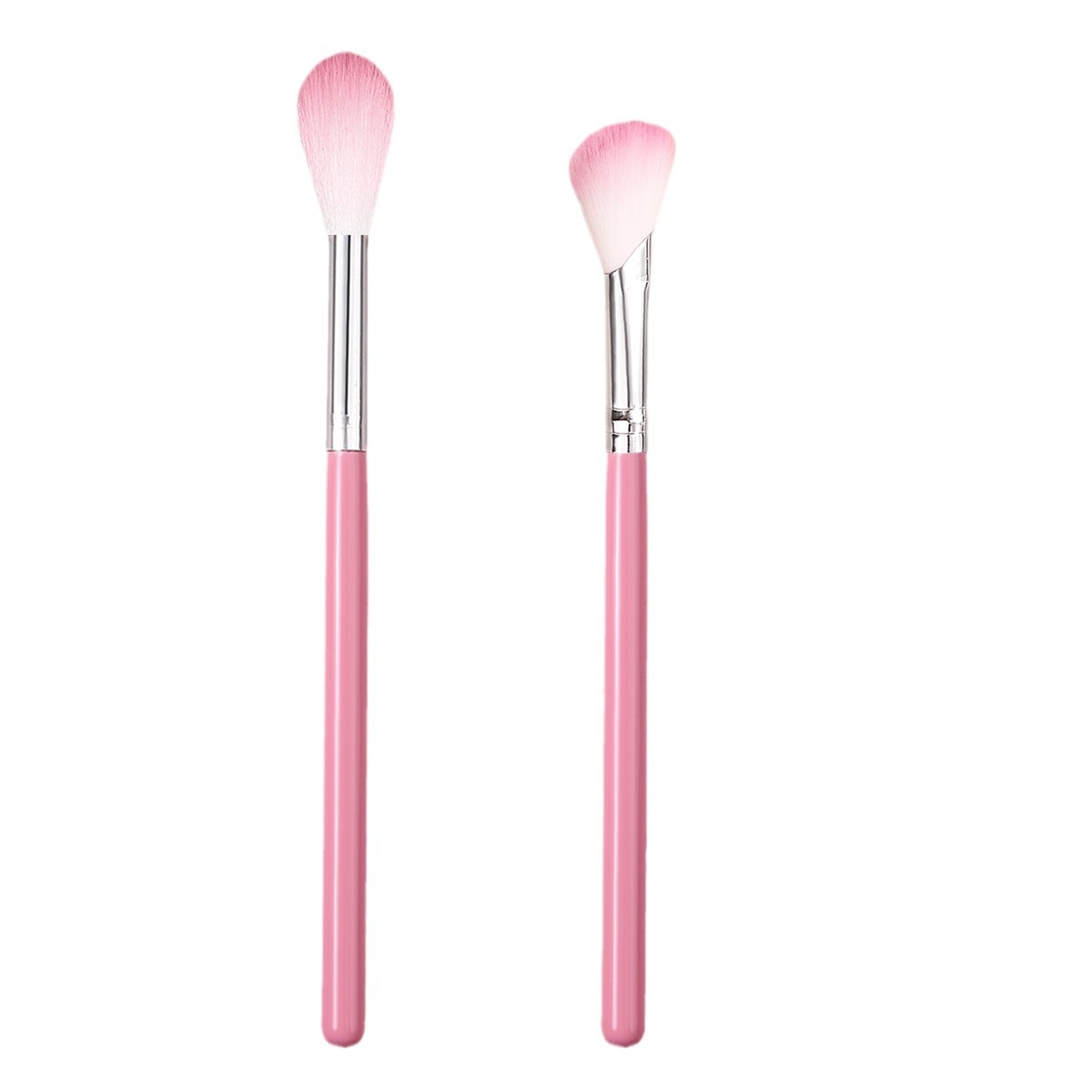Portable makeup tools: 2 pink flame diffusion brushes, nose side shadow contouring brushes, semi-fan-shaped nose shadow highlight brushes Item Picture