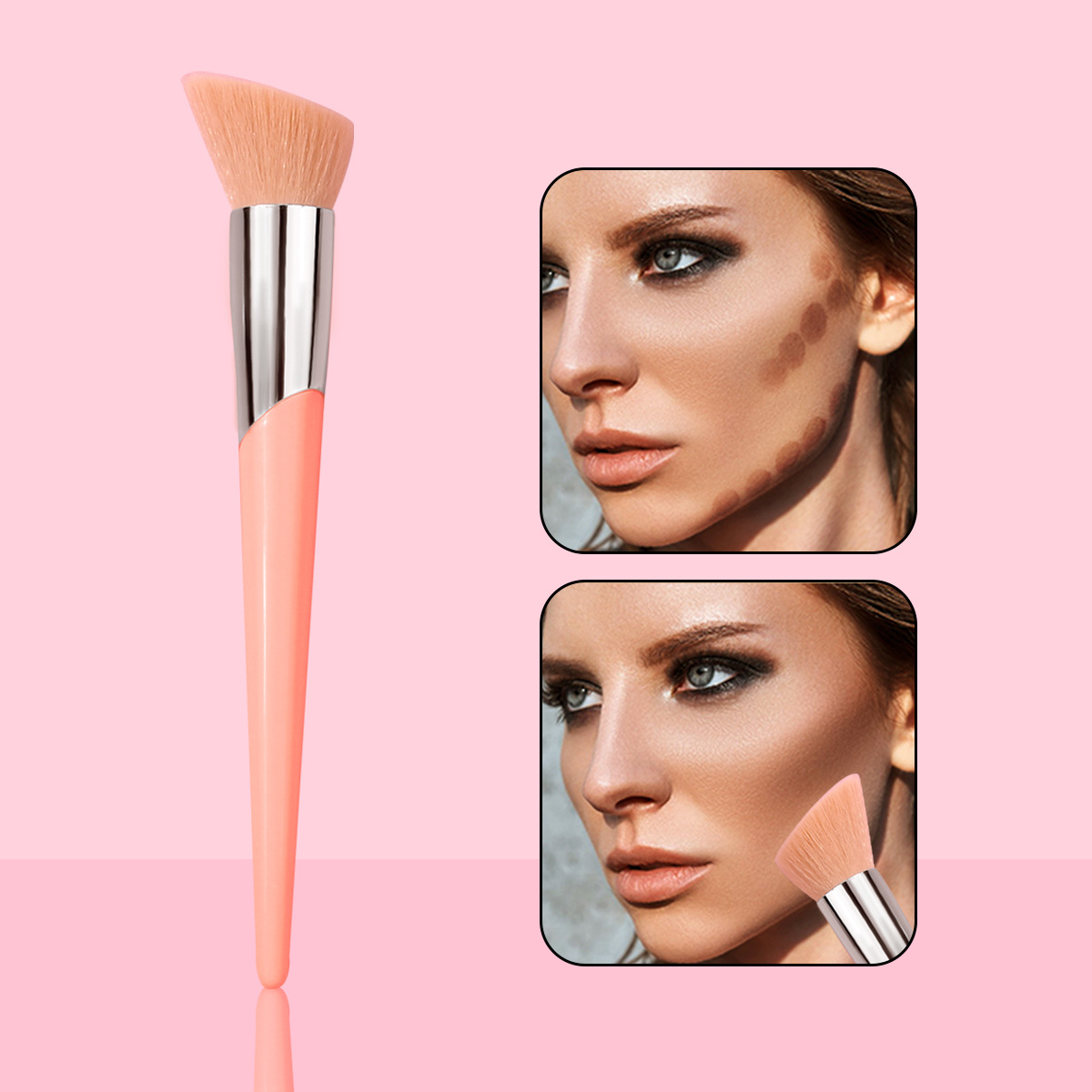 Soft-bristled, slanted contouring brush, setting honey brush, no makeup, no shedding, loose powder blush, refreshing hand makeup brush full figure