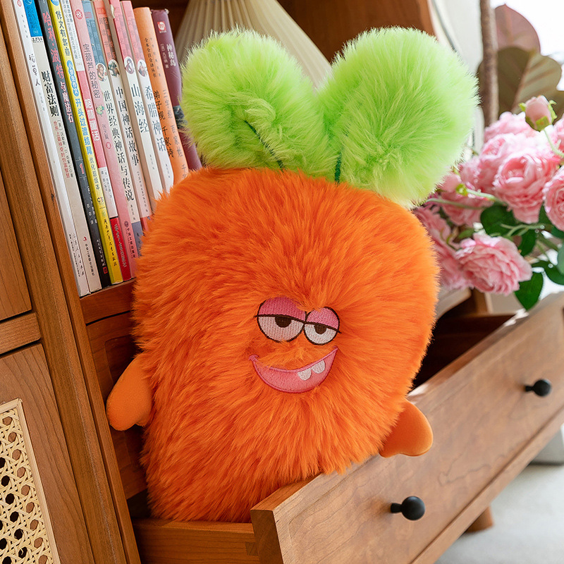 New cute long-haired carrot plush toy, expression monster figurine, ugly and adorable doll, birthday gift details Picture
