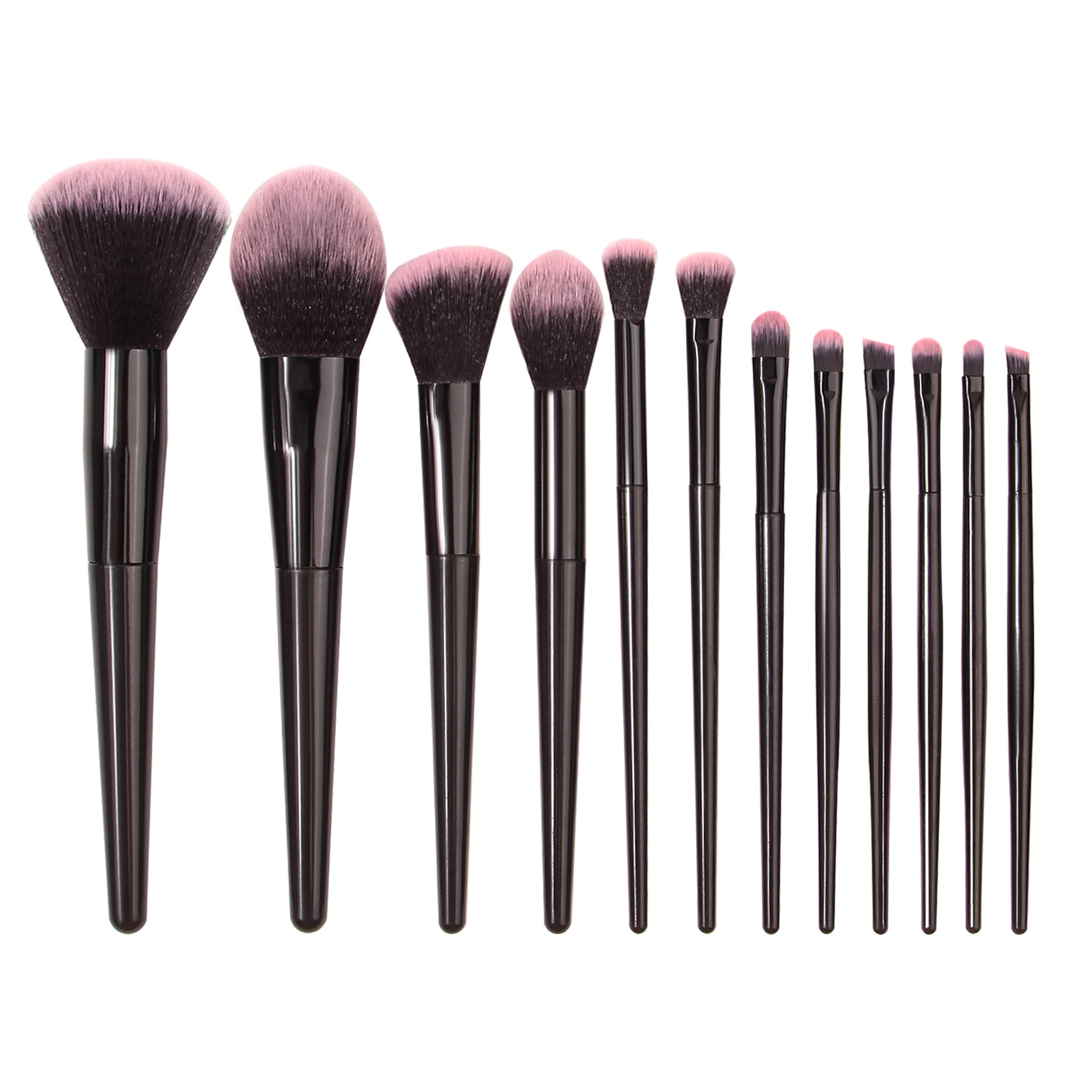 12-piece makeup brush set: Eyeshadow, blush, powder brush, concealer, highlight brush, beginner's PU makeup package, complete set of brushes Item Picture