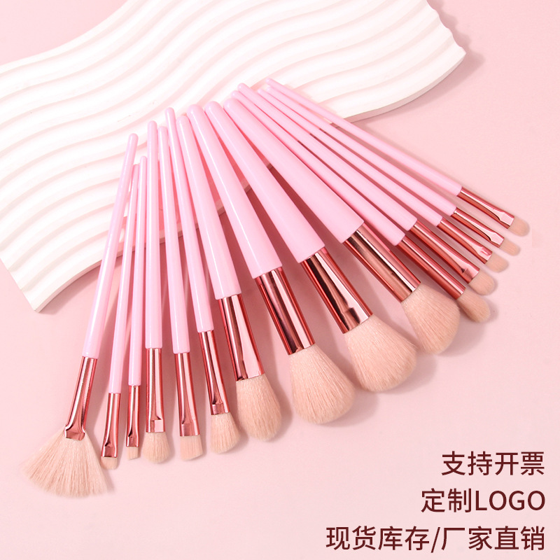 Pink soft-bristled 15 makeup brushes, a complete set of portable loose powder eyeshadow brushes, beauty tools in stock full figure