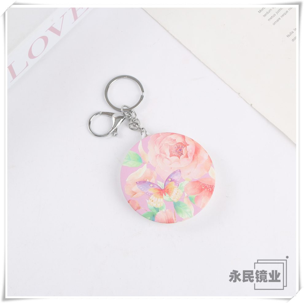 永民镜业501工厂直销多种图案便携小镜子钥匙扣镜化妆镜翻盖折叠镜镜双面镜圆形多功能镜子桌面镜防碎镜子折叠多面镜详情7