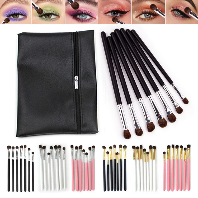 7-piece horsehair eyeshadow brush set for beginners, complete makeup brushes, eye smuder brushes, portable beauty tools wholesale full figure