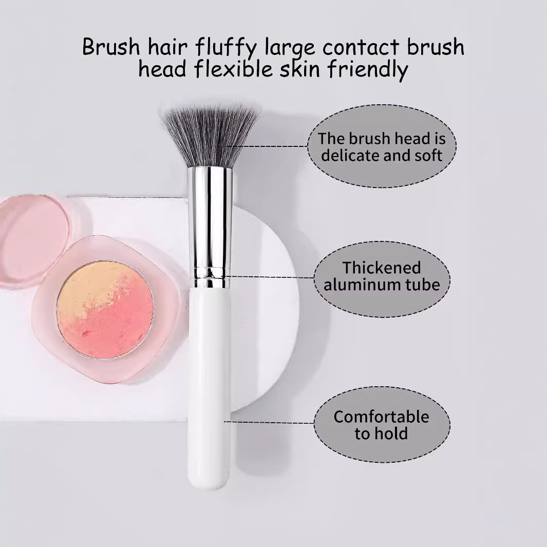 Single flat-head multi-functional pointillism brush, two-color soft-bristled blush brush, high-gloss brush, high-end professional makeup tools in stock Specification drawing