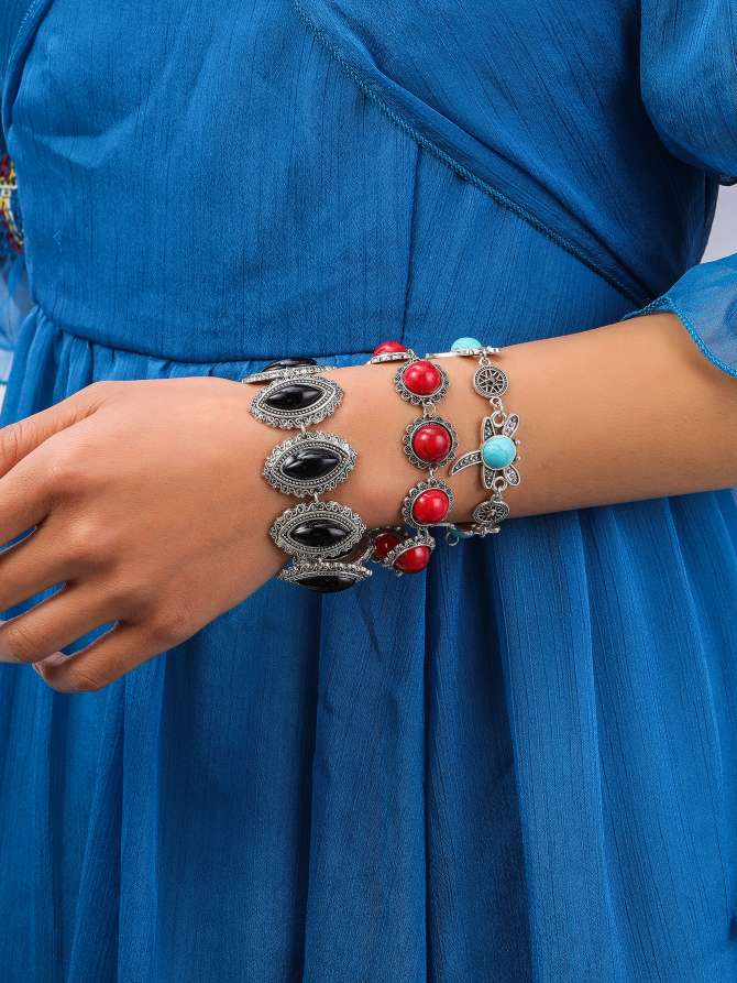 复古波西米亚手工点钻松石女士手链手链细节图