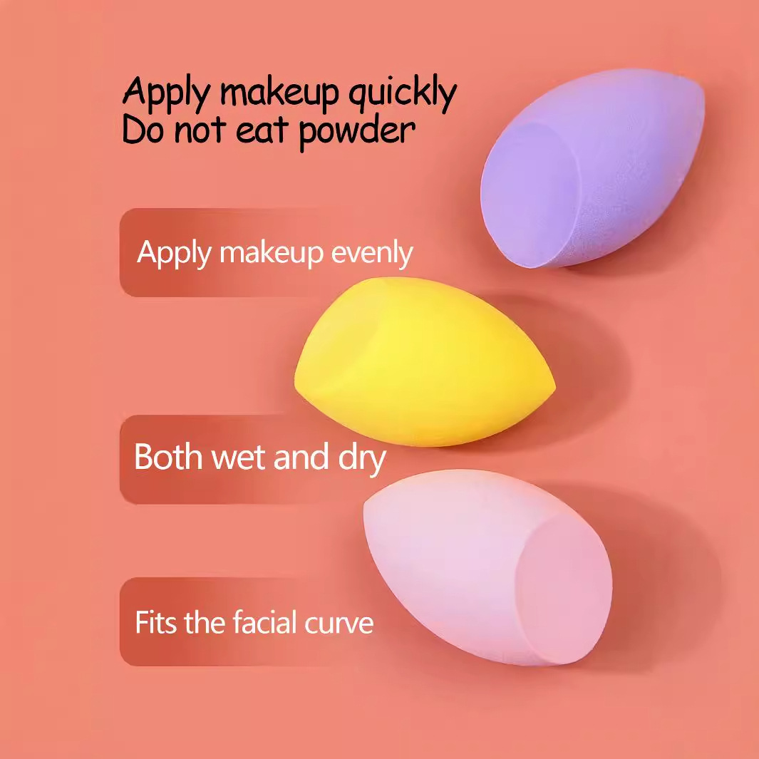 The diagonal cut beauty egg is super soft and won't absorb powder. It is a special dry and wet dual-purpose makeup egg for cushion powder puff and foundation liquid details Picture
