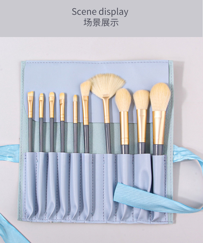 Wholesale of 10 makeup brushes, complete set of Blue Bridge makeup brushes, eyeshadow brushes, portable concealer brushes, and beauty tools Specification drawing