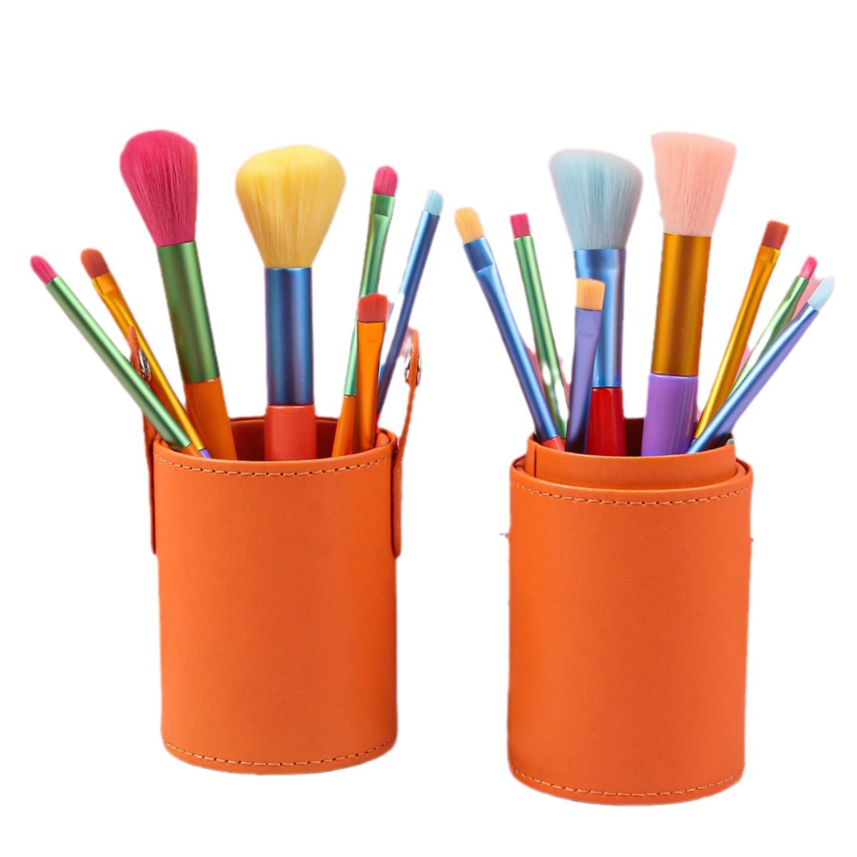 15 watercolor makeup brushes, soft eyeshadow blush brushes, foundation brushes, orange storage bucket, portable set and combination tools Item Picture