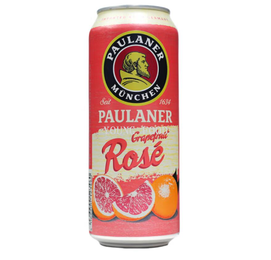 批发包邮德国原装进口休闲食品 保拉纳西柚玫瑰红啤酒听装500ml