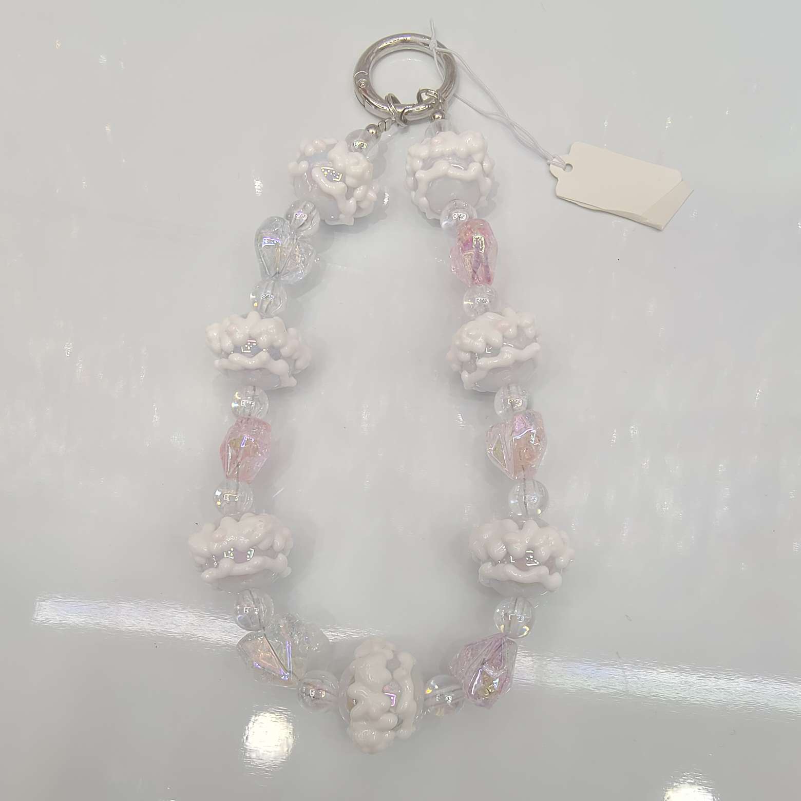 手工透明爱心手绘珠品钥匙扣手机挂件
