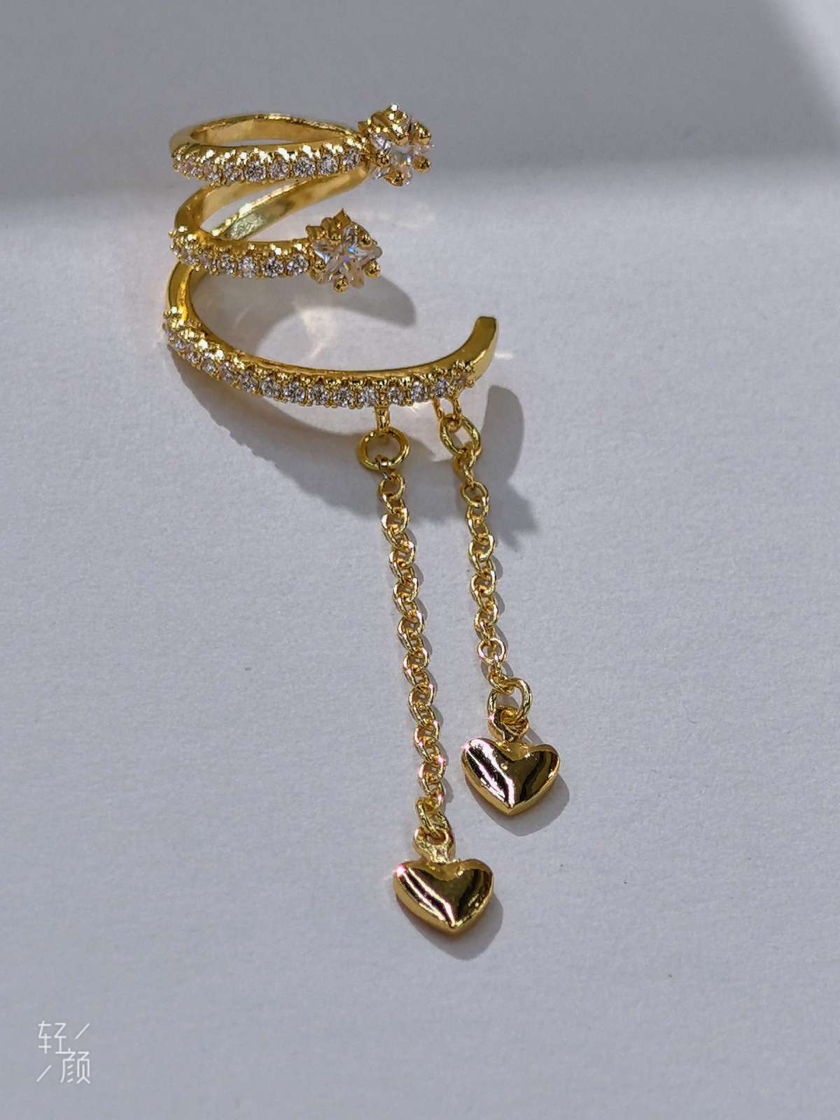 外贸时尚星星流苏耳骨夹微镶锆石爱心链条无耳洞耳夹