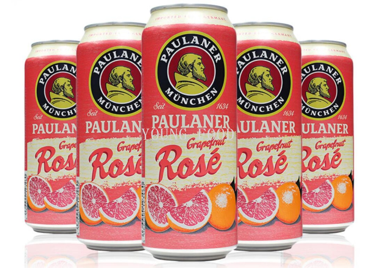 Wholesale free shipping German original imported snack food, Paulana Grapefruit Rose Red Beer, 500ml cans Specification image