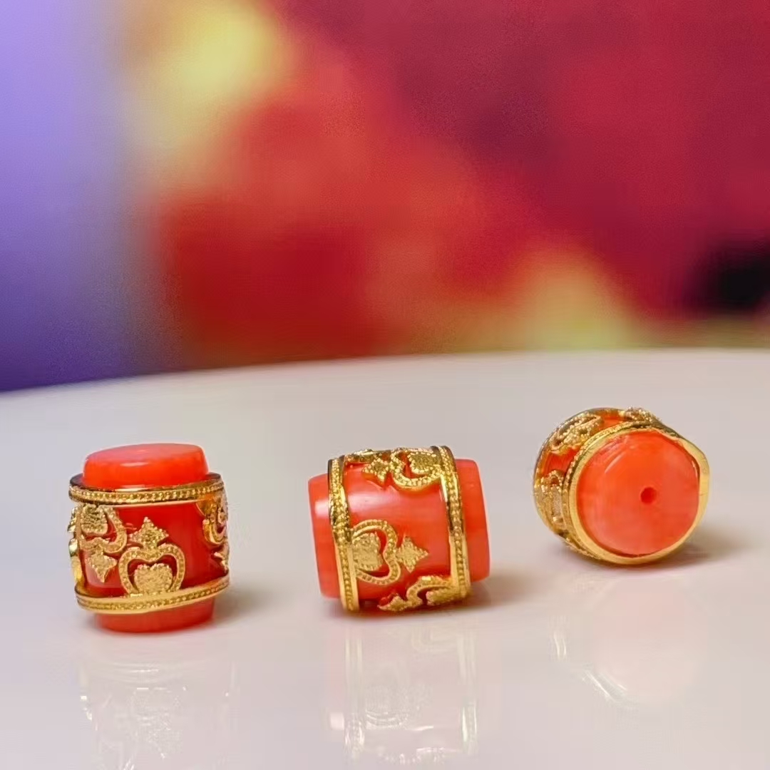 diy coral-like bucket beads with straight holes, crystal accessories, ancient-style sand gold accessories, copper-plated real gold with high color retention