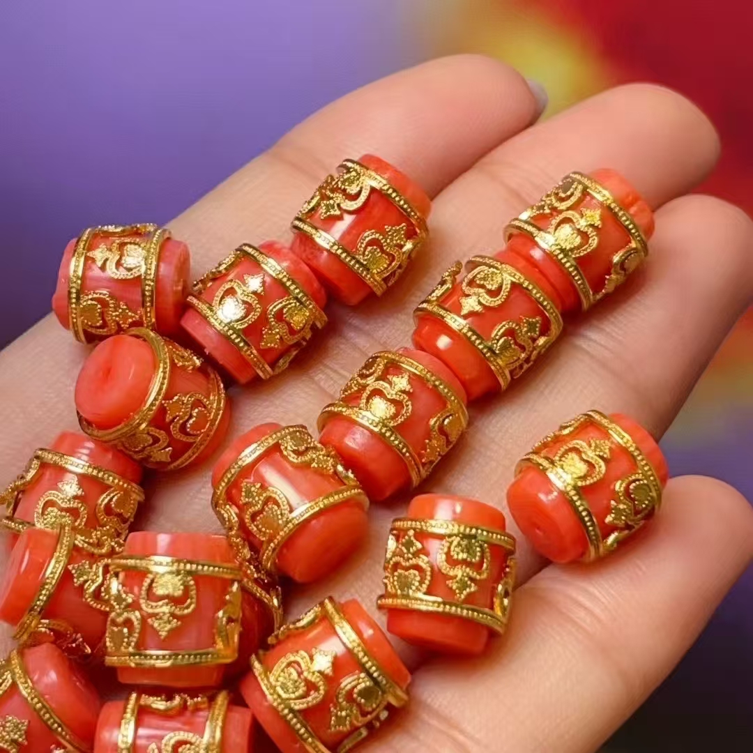 diy coral-like bucket beads with straight holes, crystal accessories, ancient-style sand gold accessories, copper-plated real gold with high color retention details Picture