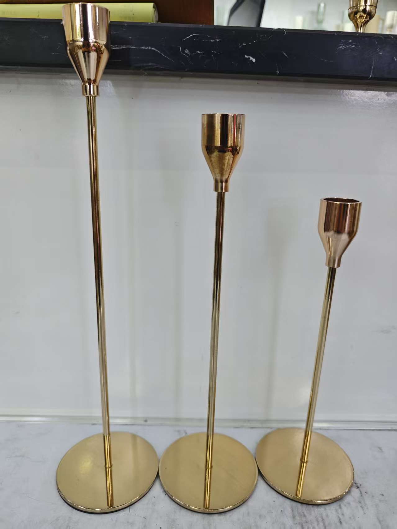 烛台摆件家居餐桌蜡烛台婚礼装饰餐桌轻奢浪漫婚庆道具蜡烛烛台18402法国金