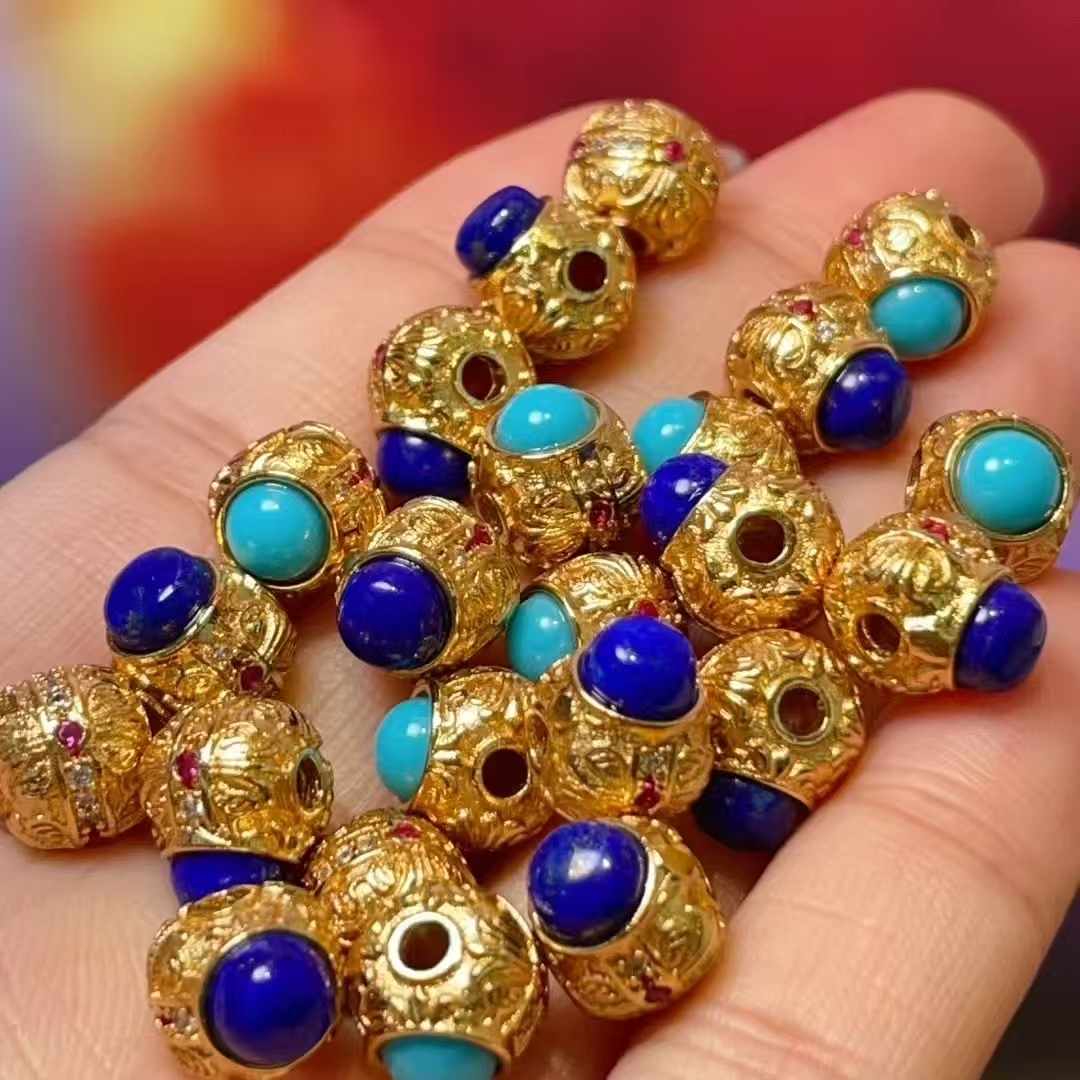 Natural lapis lazuli, white zirconium, diy jewelry accessories, crystal accessories, traditional sand gold accessories, copper-plated real gold, high color retention Application Scenario