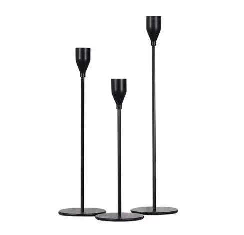 欧式金属蜡烛台婚庆道具简约烛光晚餐法式餐桌婚礼西餐奢华摆件18402黑色