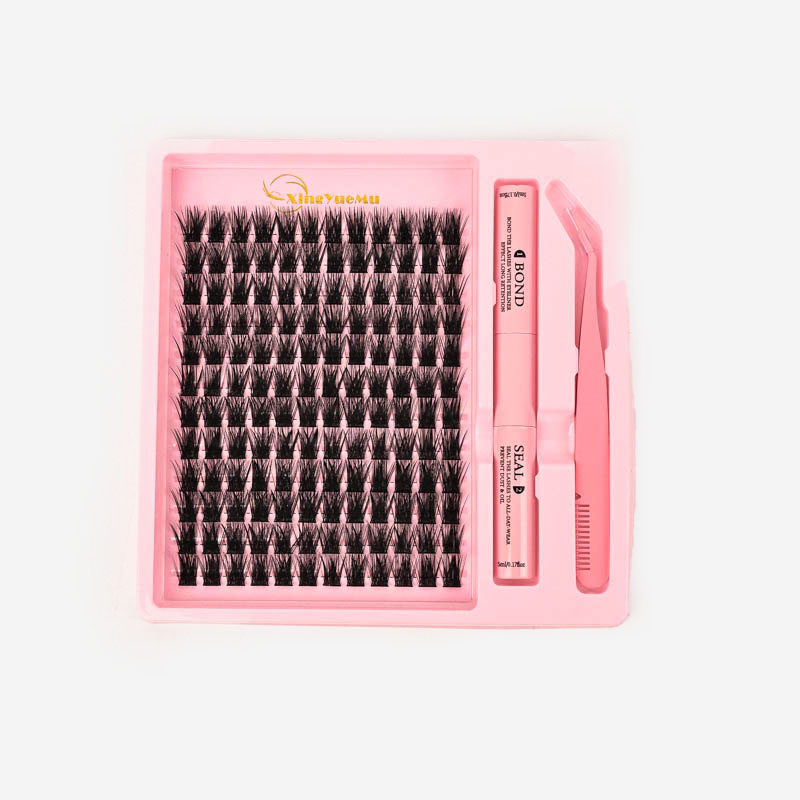 欧美跨境电商自嫁接30D40D眼睫毛套装自然黑梗朵毛平度假睫毛批发