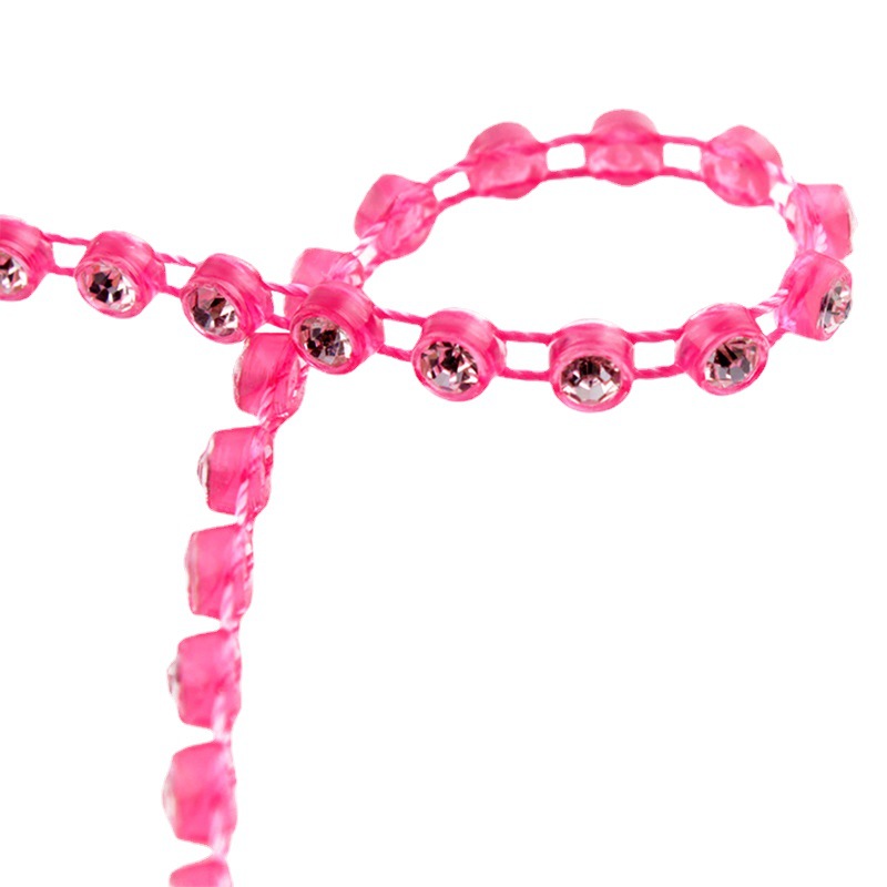 4MM塑料底托单排钻链 1*160玻璃白钻线钻 服装辅料