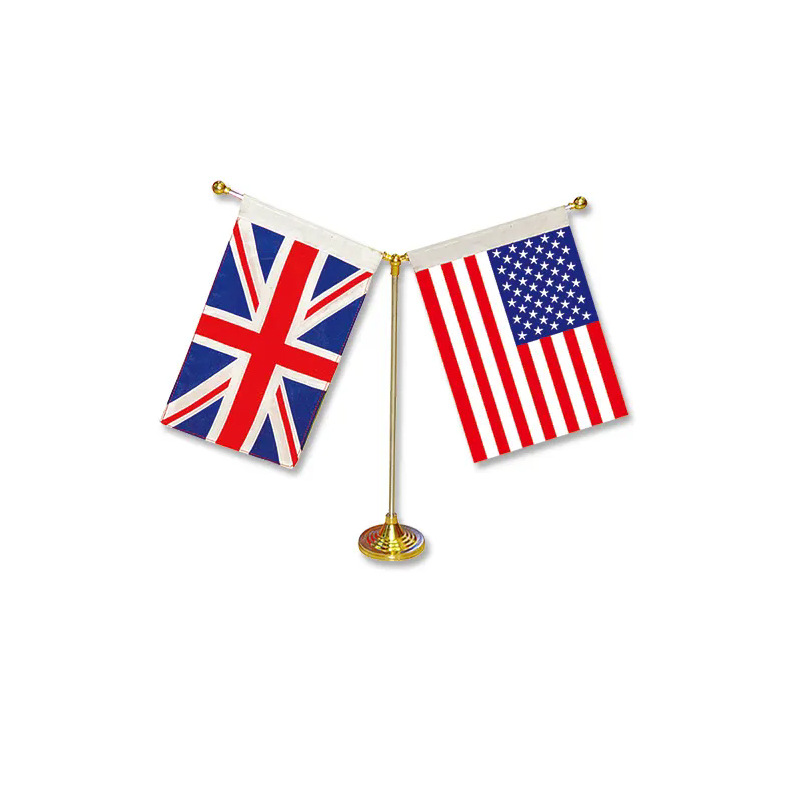 Chuangdong Flag Cross-border Office hand-held flag table flag, polyester conference room small flag, plastic flagpole ornament with base customization details Picture