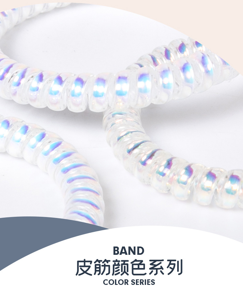电话线发圈小皮筋梦幻镭射人鱼姬戴手腕基础百搭头绳卡通发饰两用详情图2
