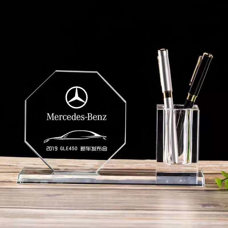 水晶制品办公用品笔筒两件套1