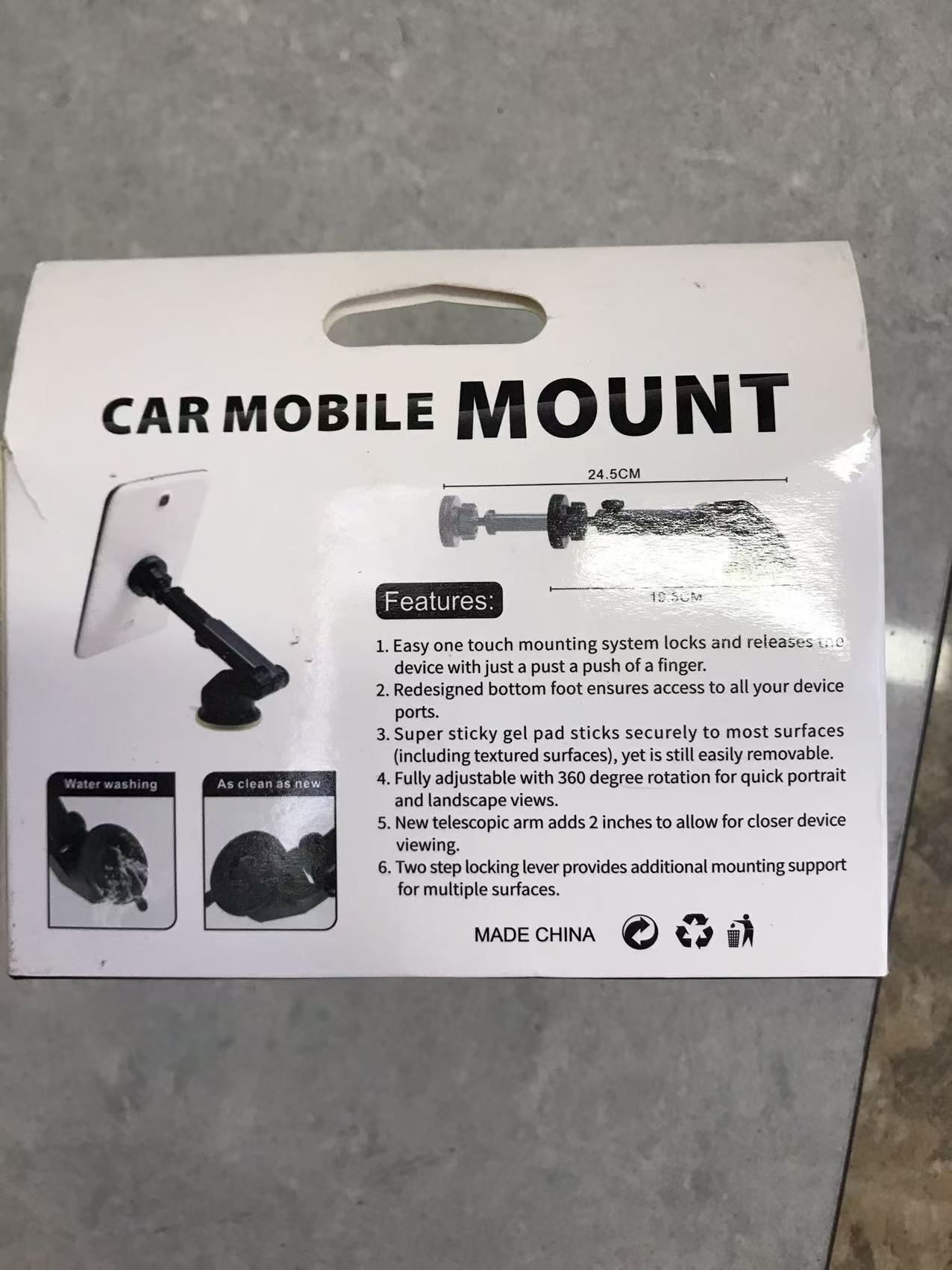 车载伸缩杆长管手机支架 硅胶仪表台玻璃吸盘手机架导航支架细节图