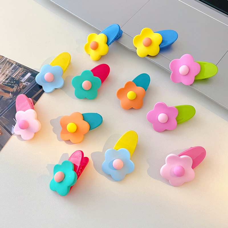 彩色小花发夹女童侧边碎发刘海发卡儿童不伤发鸭嘴夹女孩夹子头饰 /儿童发饰套装