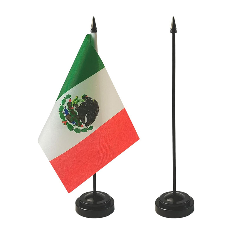Chuangdong Flag, USA, Canada, Mexico World Cup Office hand-held flag table flag, meeting room small flag, plastic flagpole ornament with base Item Picture