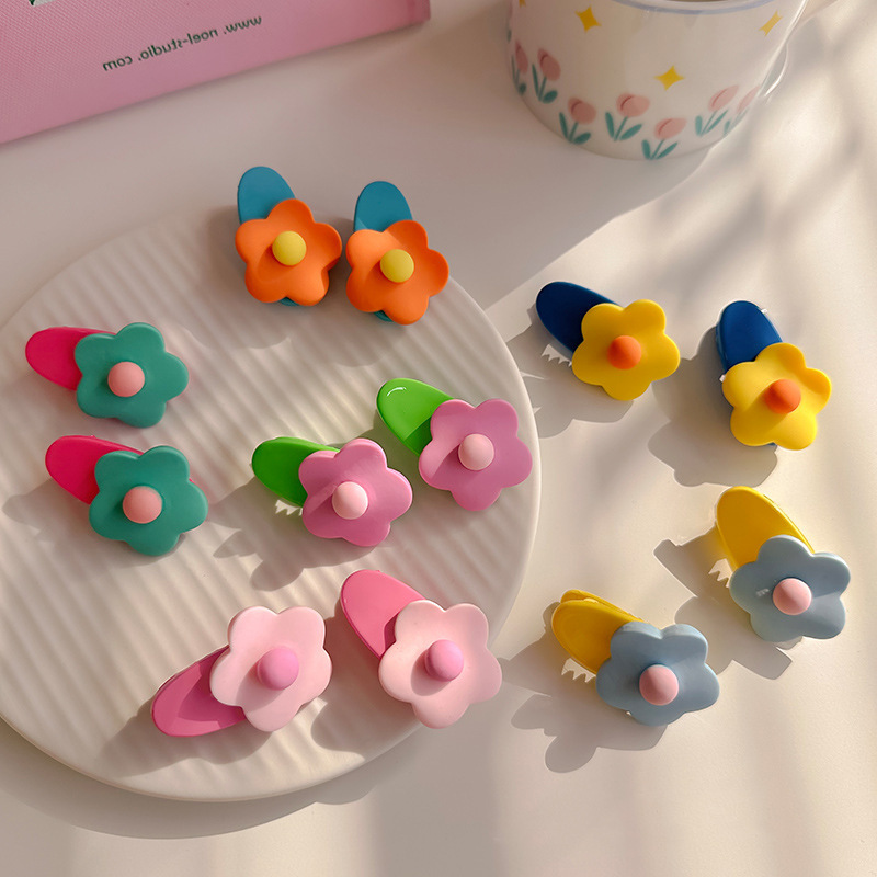 彩色小花发夹女童侧边碎发刘海发卡儿童不伤发鸭嘴夹女孩夹子头饰 /儿童发饰套装产品图