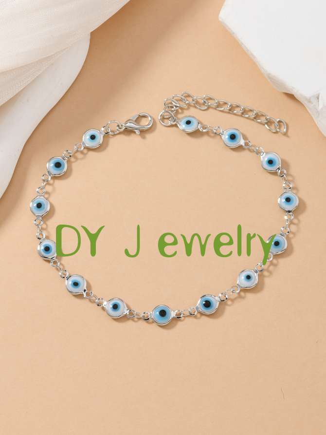 2025欧美跨境饰品潮流时尚恶魔之眼脚链复古简约滴油眼睛白蓝色时尚饰品脚链潮流百搭女款