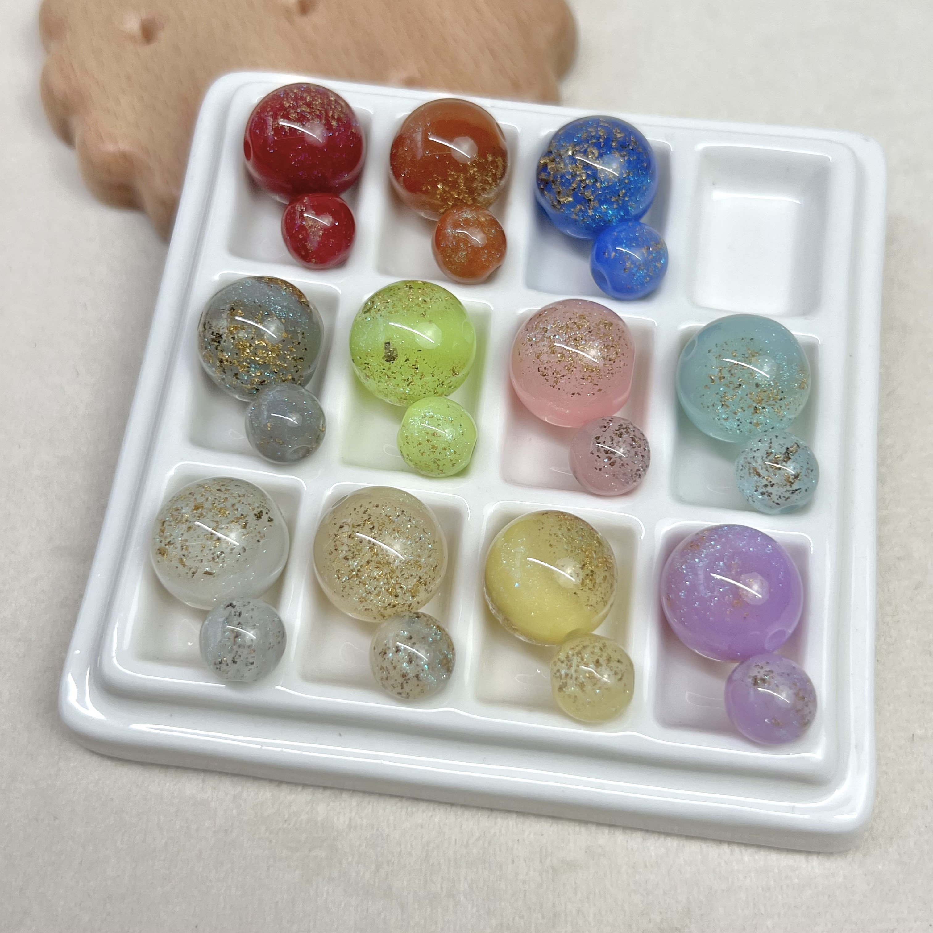 树脂金箔10/16圆珠diy/手机链钥匙扣包挂装饰饰品配件材料散珠