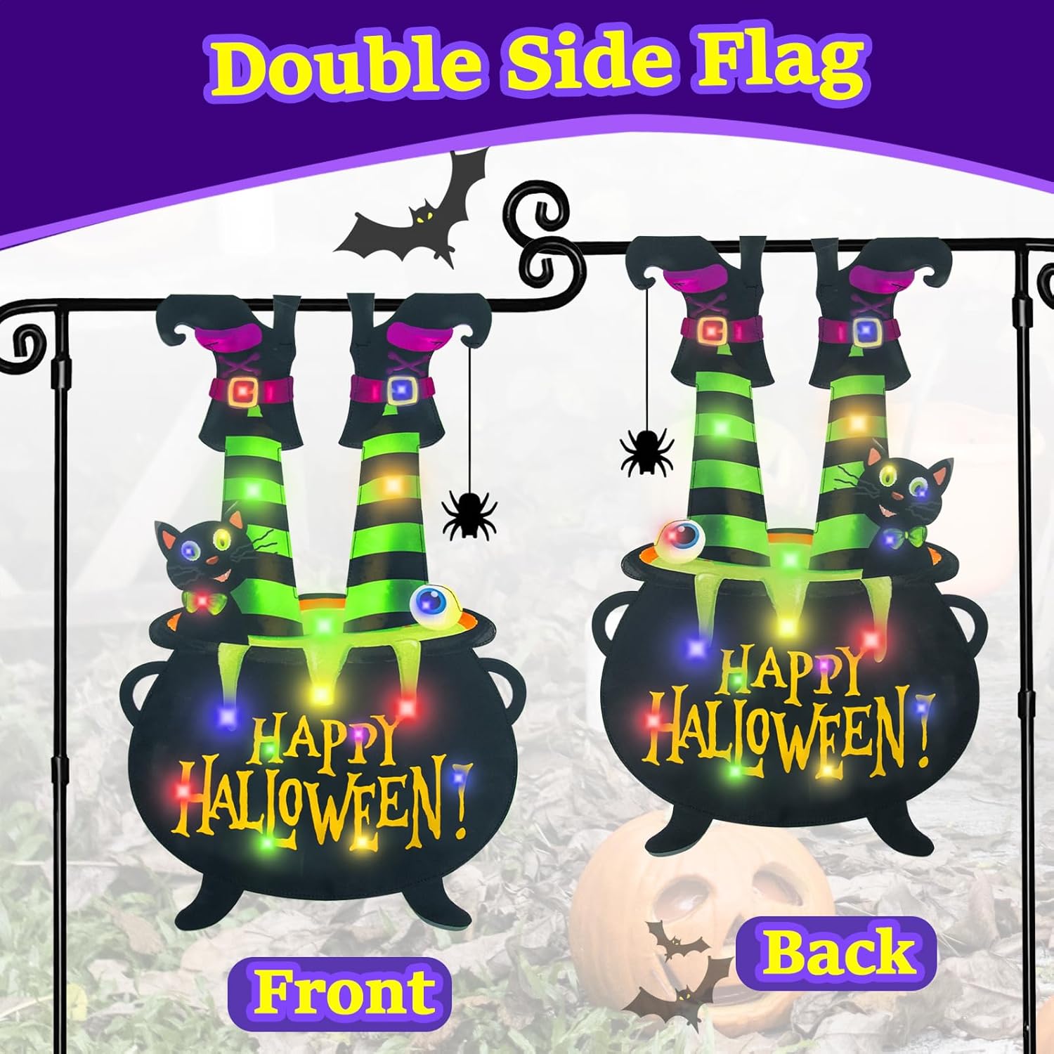 Amazon Exclusive Halloween garden flag digital double-sided linen printed pattern outdoor courtyard flag manufacturer wholesale outdoor advertising flagpole garden flag Halloween decoration Item Picture