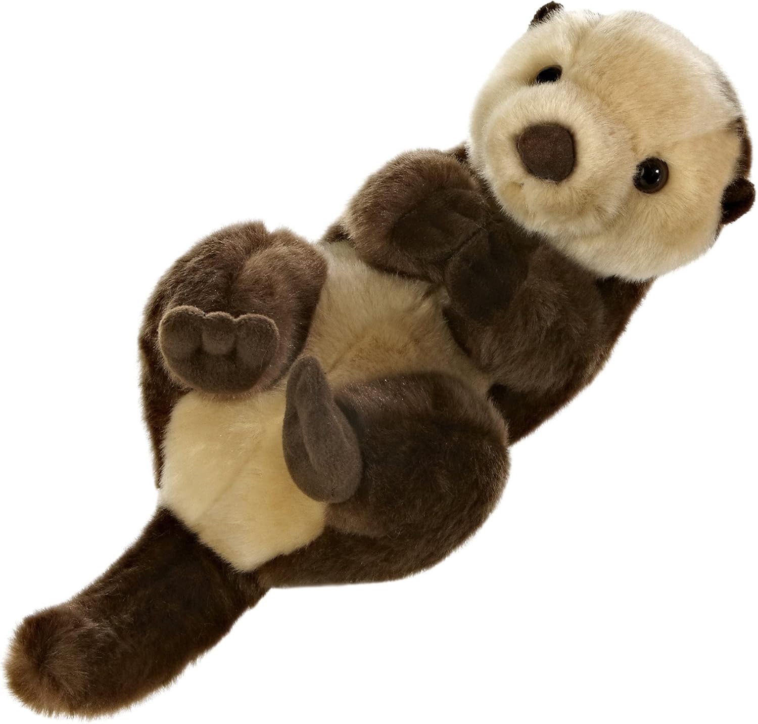 厂家定制毛绒玩具填充玩偶可爱水獭海獭躺在水面豆豆眼动物园伴手