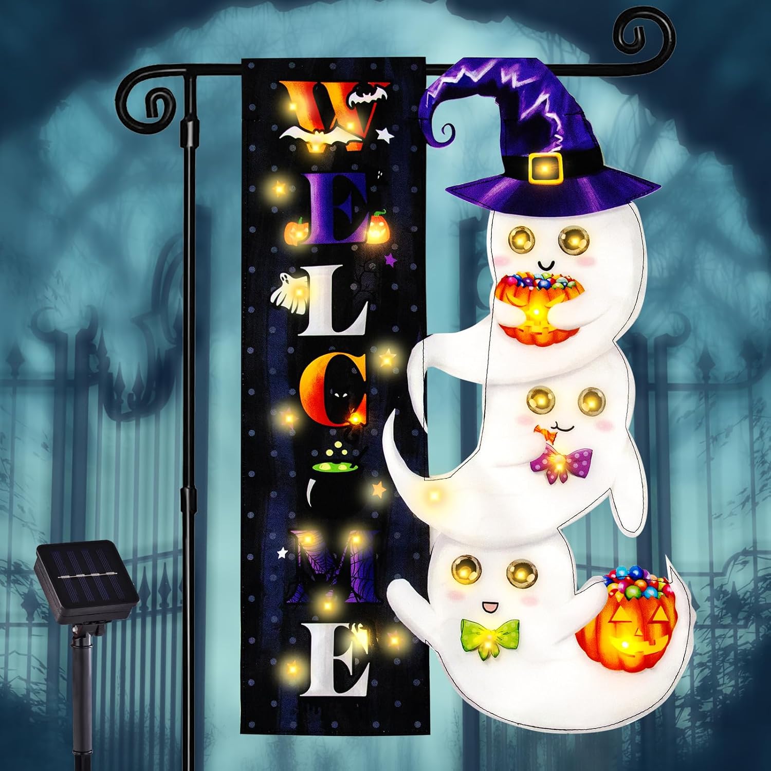 亚马逊专供万圣节花园旗数码双面亚麻印花图案户外庭院旗帜厂家批发 户外广告旗杆花园旗万圣节装饰