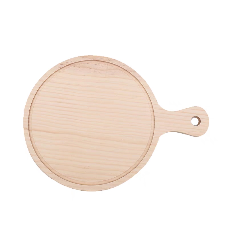 【 Yiwu Jiehao Bamboo and Wood Products 】【2025 Bestseller 】【ins Style 】 Pine Wood pizza Tray, Bamboo and Wood Round Pizza Tray, Restaurant-specific snacks, Western Plate, Home Steak Plate tray Application Scenario