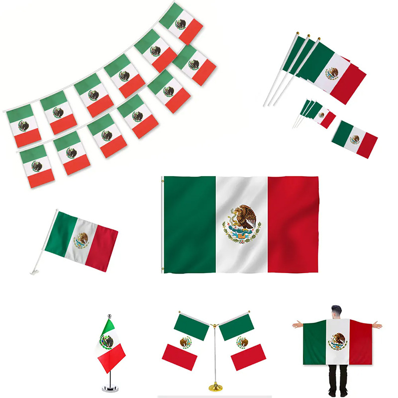 Chuangdong Flag 2026 World Cup Fan Party Supplies Set, Mexican Flag Hood Cover, Drawstring Bag Customization details Picture