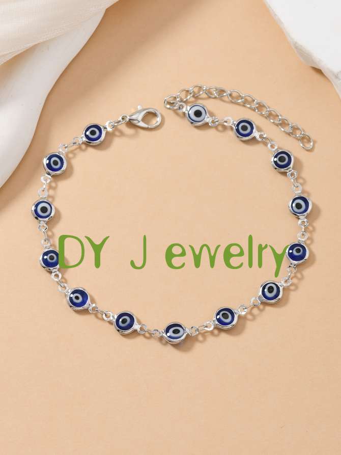 欧美跨境饰品潮流时尚恶魔之眼脚链复古简约滴油眼睛蓝色首饰脚饰