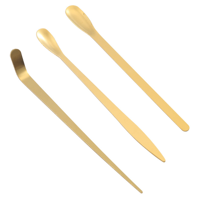 Stainless steel tea saucer, Pu 'er tea spoon, golden long-handled tea needle, tea dividing spoon, tea brewing tool, tea prying needle, tea ceremony accessories Item Picture
