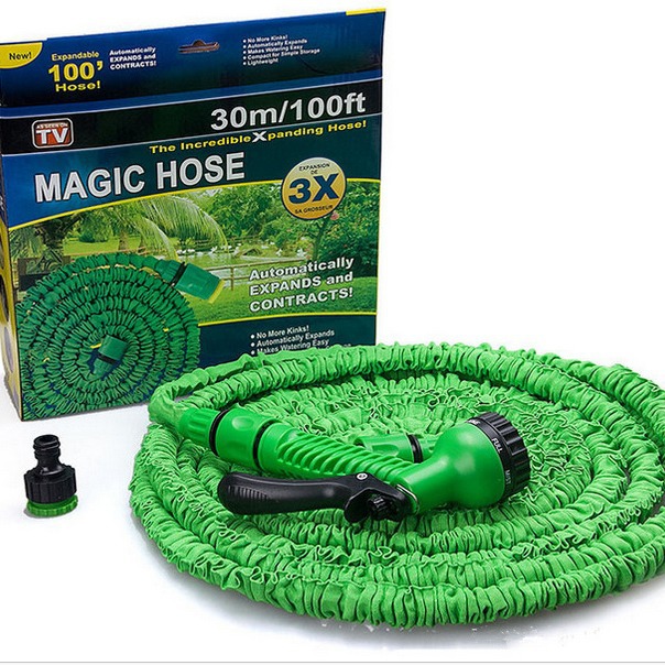 25FT-100FT telescopic water pipe and water gun set, multi-functional water gun head, 7 types of water spray, complete set of connectors details Picture