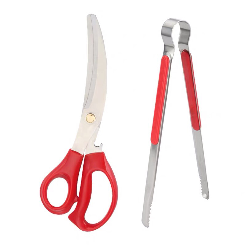 Korean-style barbecue scissors tongs set, bone chicken cutlet scissors barbecue tongs, food tongs, barbecue small tools set Item Picture
