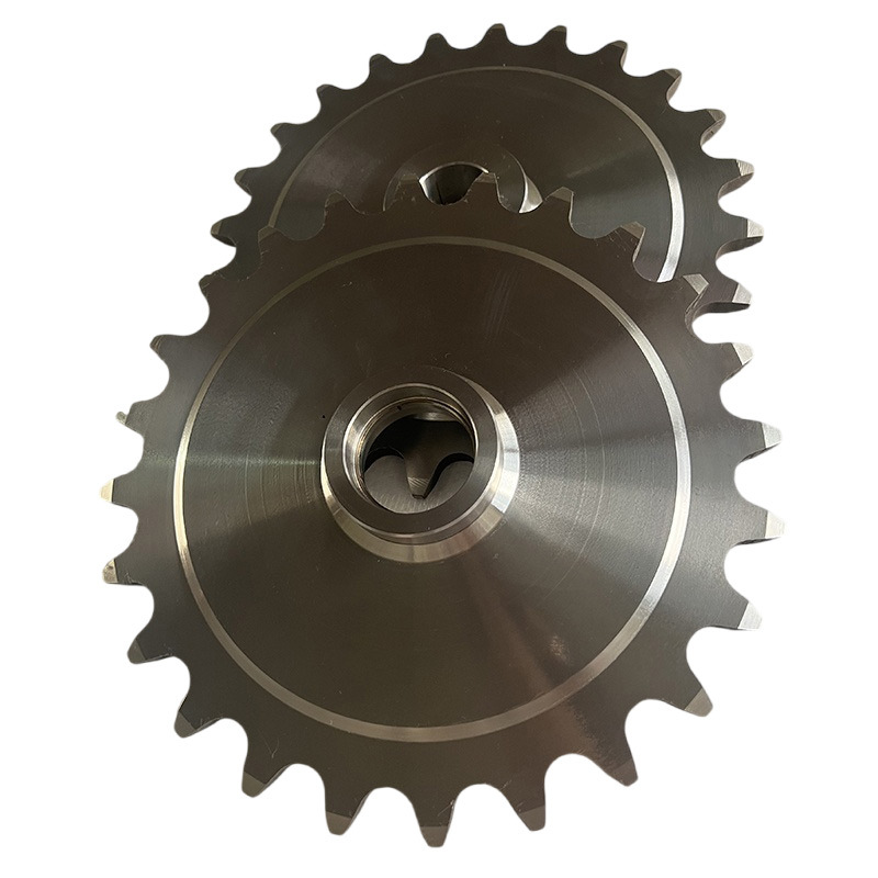 304 double-pitch stainless steel sprocket, double-row double-pitch roller bearing, 4 and 6 minutes industrial mechanical transmission sprocket Item Picture