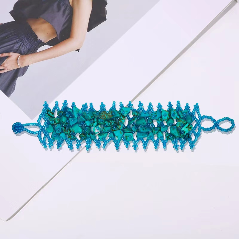 时尚石头手链手串手饰女韩版简约百搭情侣手链手串饰品潮流款白底实物图