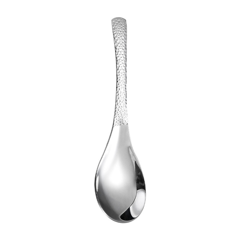 Internet-famous stainless steel spoons, creative hammer-patterned spoons, dessert spoons, children's tableware, household eating spoons, spoons and soup spoons Item Picture