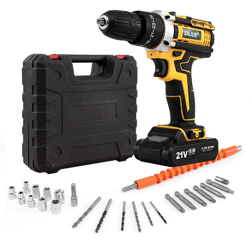 SNJUE 21v dual-speed lithium electric drill, hand drill, electric screwdriver, household electric drill tool set factory direct sales Item Picture