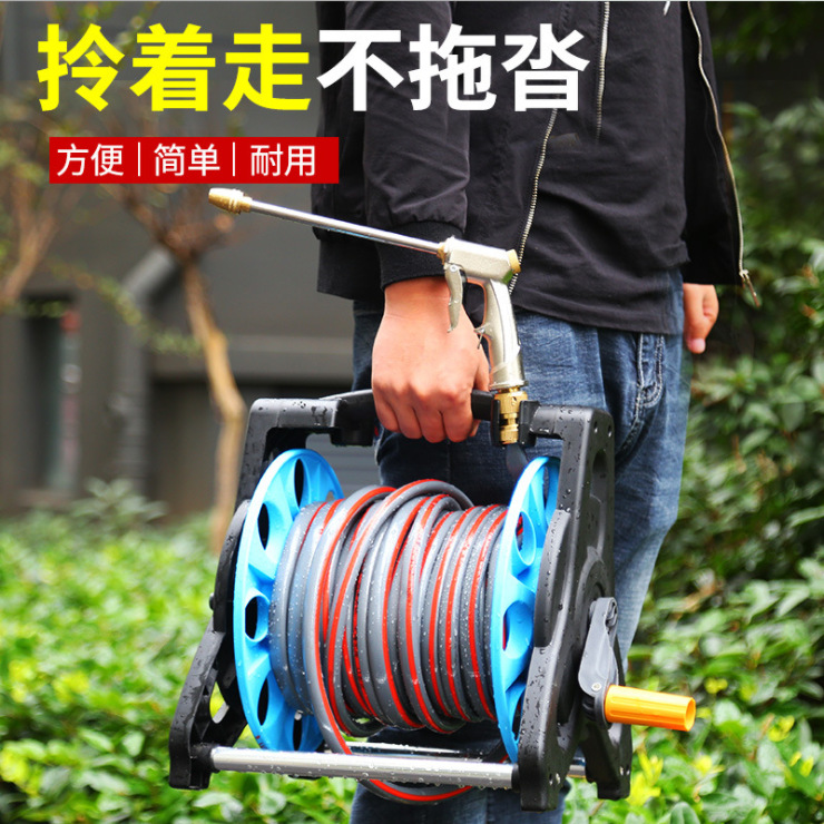 Large pipe winding vehicle, water pipe vehicle, garden water pipe storage vehicle, car wash water gun, water pipe storage rack, pipe winding device, winding 35 meters details Picture