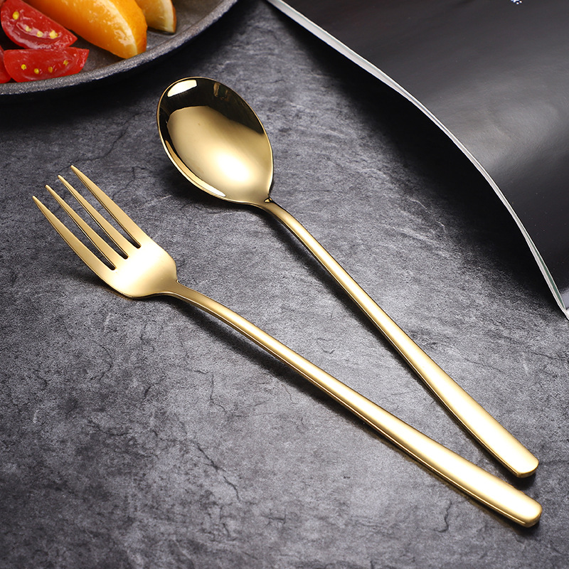 304 stainless steel spoon, golden Korean-style spoon, long-handled table spoon, portable tableware, cafeteria student spoon, Western tableware Specification drawing