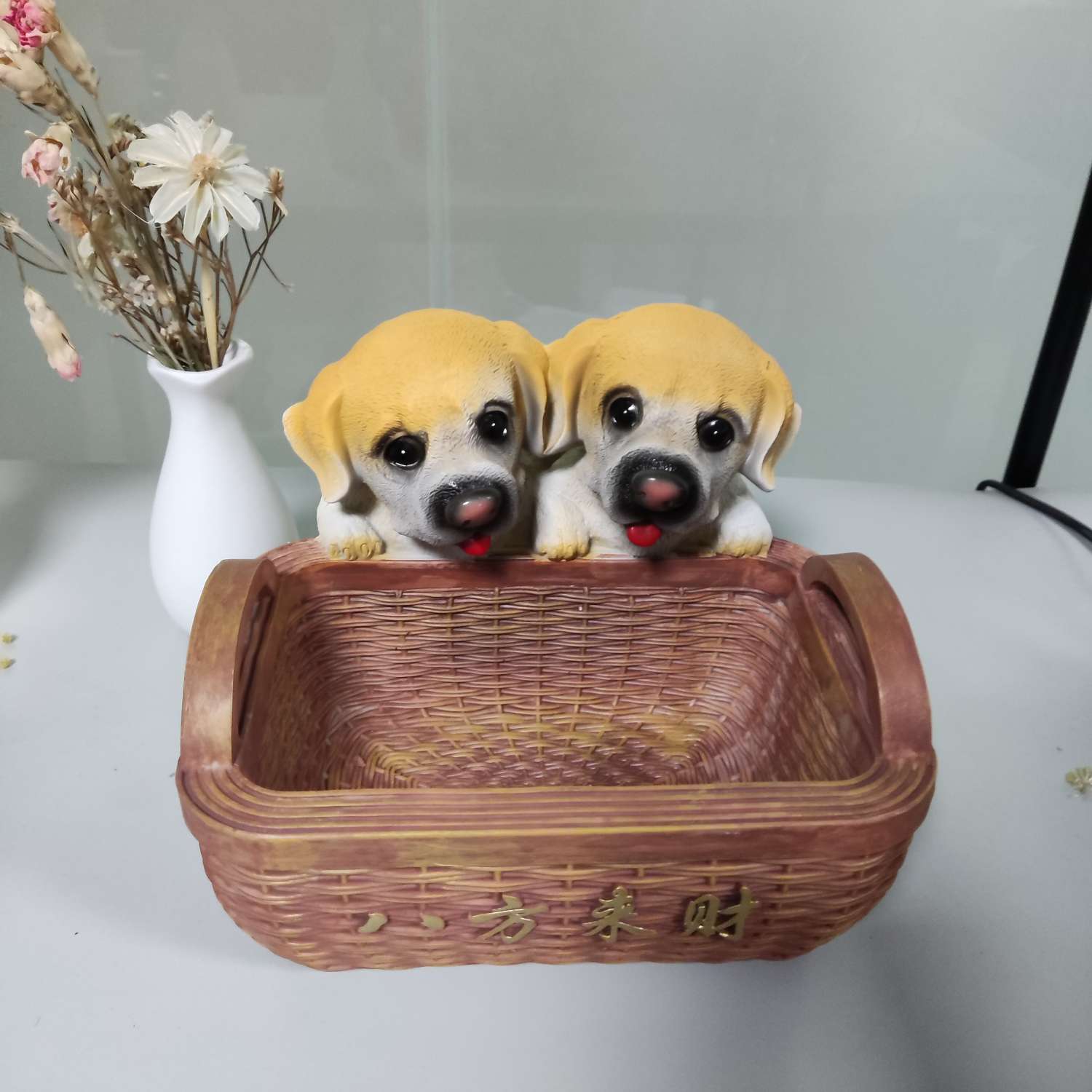 时尚家居狗狗收纳盆装饰树脂工艺，别墅庭院户外插花摆件