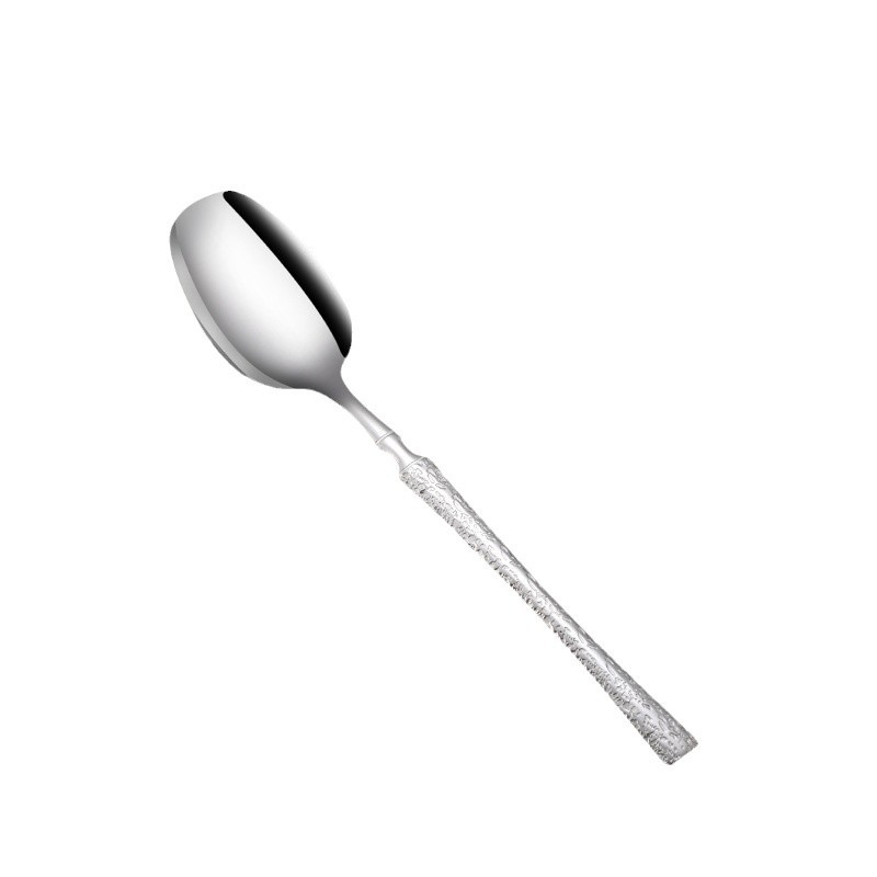 Popular ice-patterned spoons, stainless steel Western-style spoons, long-handled Korean-style spoons, lantern square spoons, spoon for spoons, and spoons for eating and drinking soup Item Picture