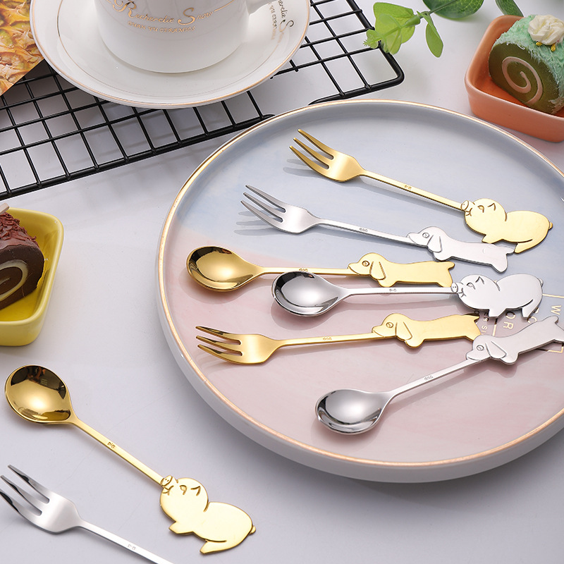 304 stainless steel spoon, salt and seasoning spoon, pork spoon, pork fork, coffee stirring spoon, dessert spoon and fork, mooncake fork full figure